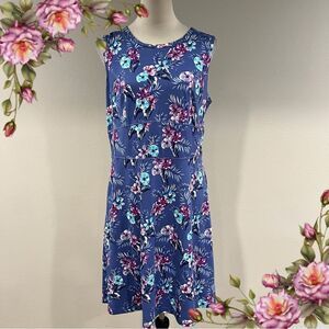 Zeroxposur Floral Blue Sleeveless scoop neck Dress‎ size large